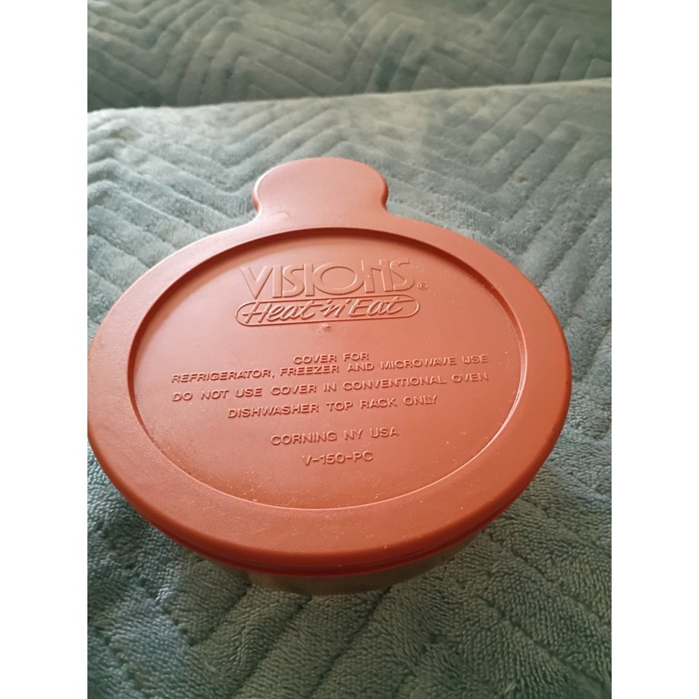 VTG Corning Visions V-150-B Heat 'n' Eat Amber Glass Bowl w/ Lid Cookware